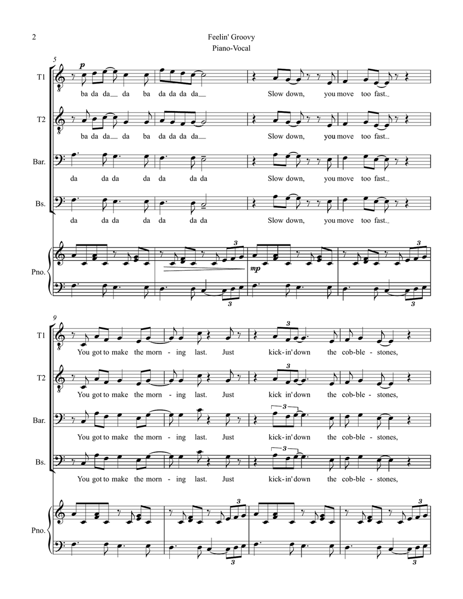 The 59th Street Bridge Song (feelin' Groovy) TTBB scores gallery preview page 2