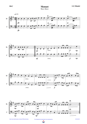Menuet - Water Music (easy brass duet Nb. 6 - Bb/C)