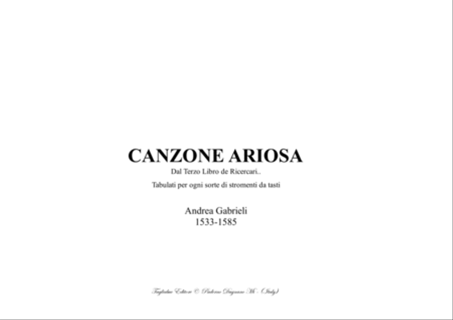 CANZONE ARIOSA - A. Gabrieli - For Organ Organ Solo scores gallery preview page 1