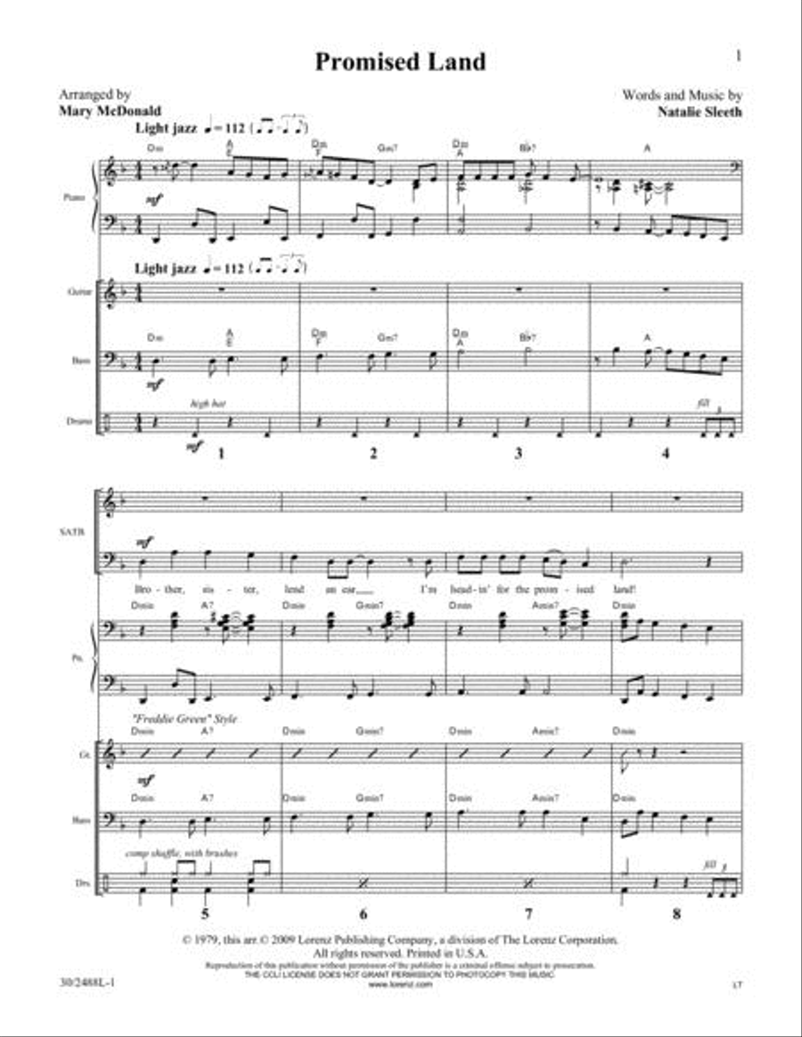 Promised Land - Rhythm Score and Parts Choir scores gallery preview page 2