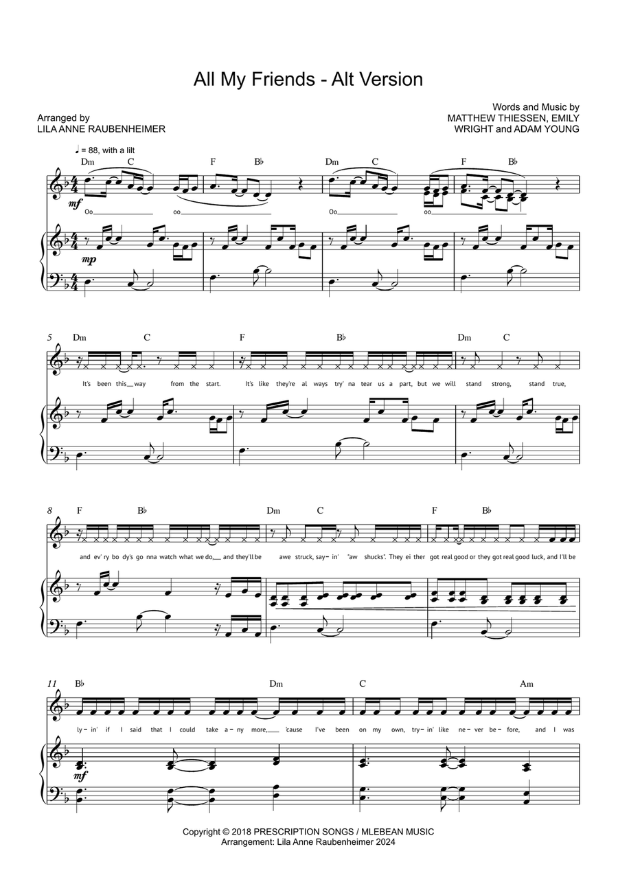 All My Friends All My Friends Voice scores gallery preview page 1