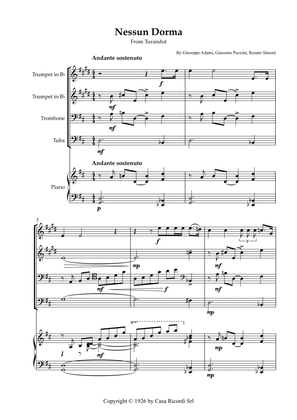 Nessun Dorma - Brass Quartet & Piano