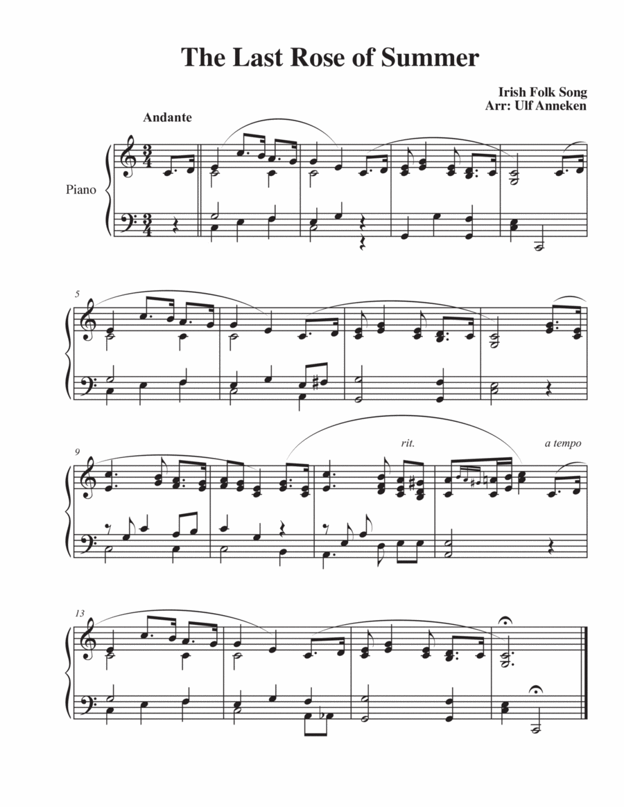 The Last Rose of Summer The Last Rose of Summer Easy Piano scores gallery preview page 1