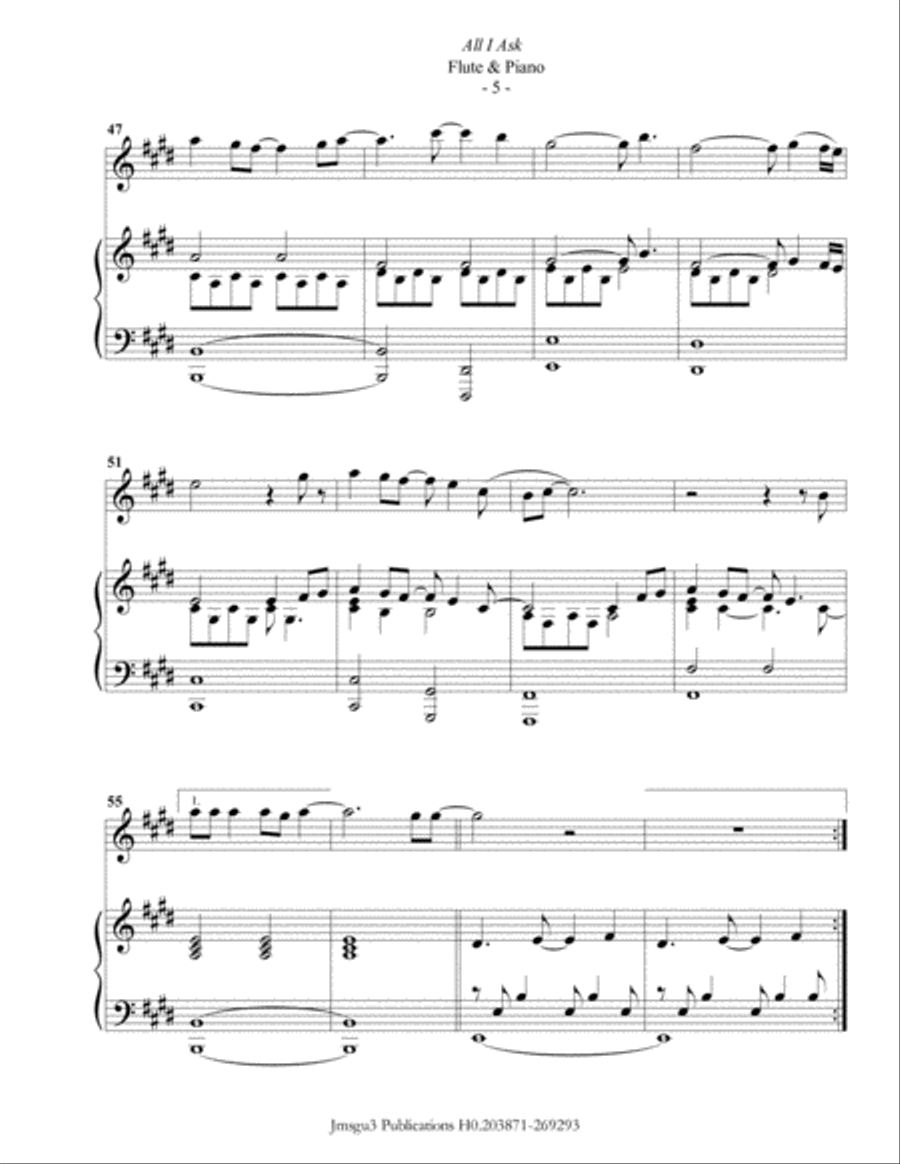 All I Ask Flute Solo scores gallery preview page 5