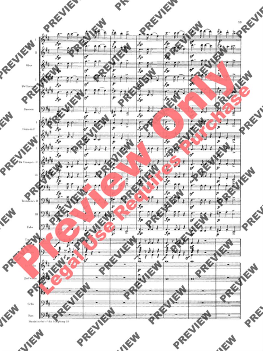 Mendelssohn's 5th Symphony Reformation, 4th Movement Full Orchestra scores gallery preview page 14