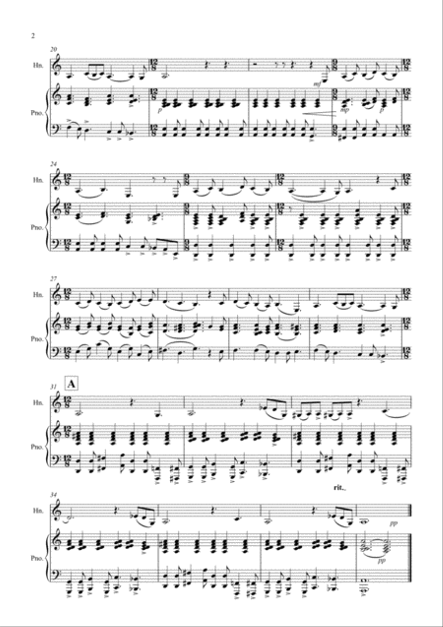 The Angel Gabriel for Horn in F and Piano Piano scores gallery preview page 2