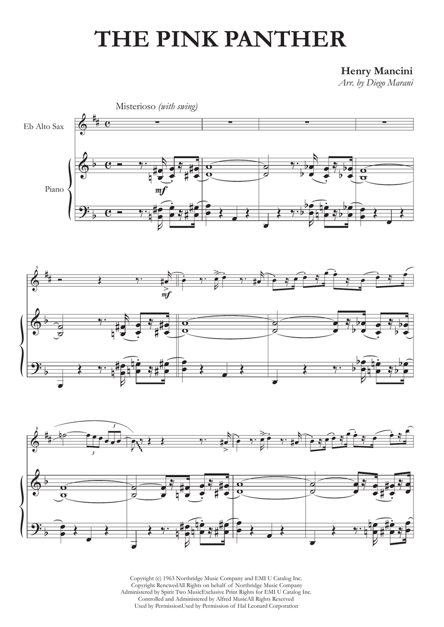 The Pink Panther from THE PINK PANTHER Alto Saxophone scores gallery preview page 2