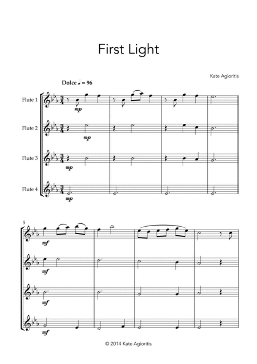 First Light - for Flute Quartet Flute Quartet scores gallery preview page 3