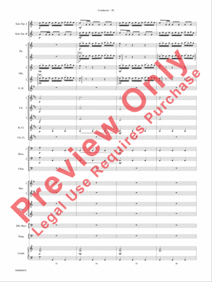 Concerto in C Major for Two Trumpets (I. Allegro, II. Largo, III. Allegro) Concert Band scores gallery preview page 34