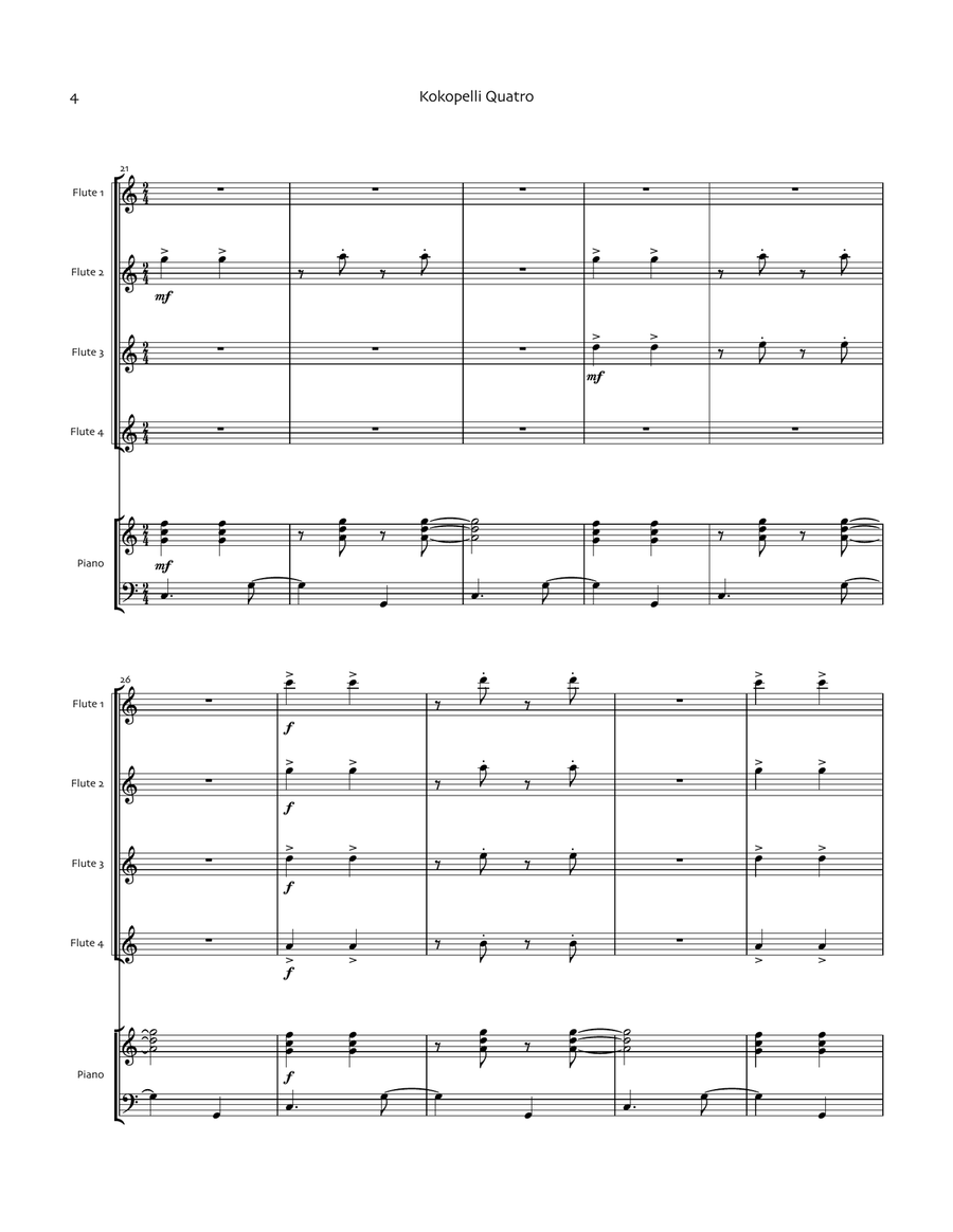 Kokopelli Quatro Flute Quartet scores gallery preview page 4