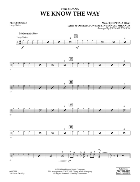 We Know the Way (from Moana) (arr. Johnnie Vinson) - Percussion 3
