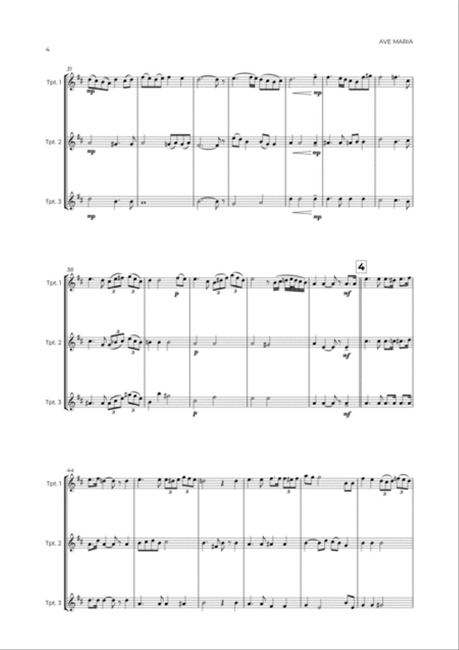 AVE MARIA - SCHUBERT - TRUMPET TRIO AVE MARIA - SCHUBERT - TRUMPET TRIO Trumpet Trio scores gallery preview page 4