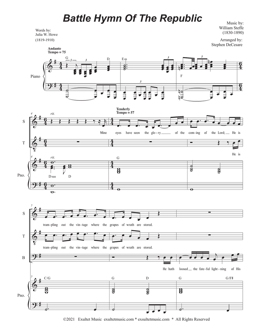 The Battle Hymn of the Republic (Vocal Quartet - (SATB) The Battle Hymn of the Republic (Vocal Quartet - (SATB) 4-Part scores gallery preview page 2