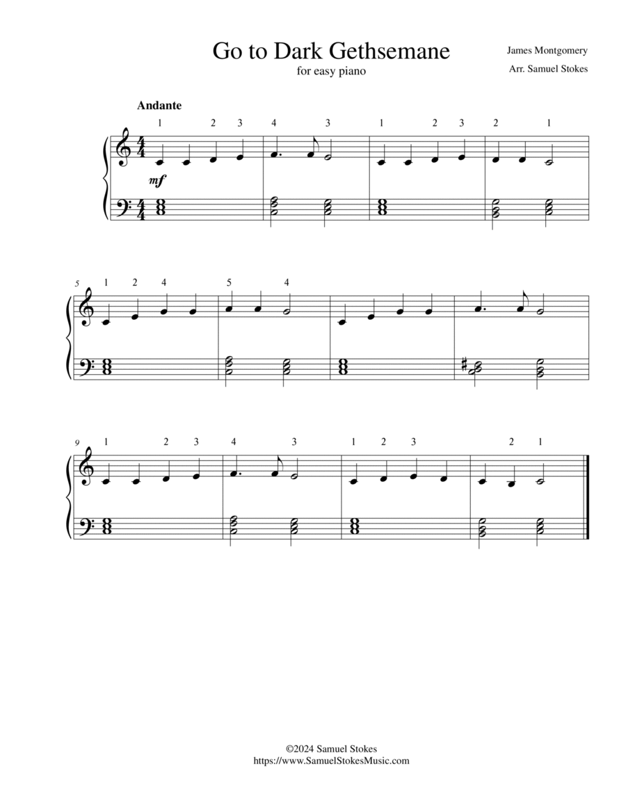 Go to Dark Gethsemane - for easy piano Easy Piano scores gallery preview page 1