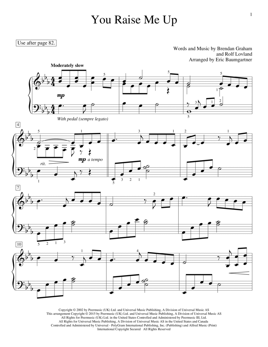 You Raise Me Up Piano Method scores gallery preview page 1
