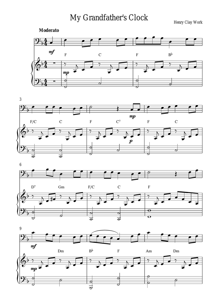 My Grandfather's Clock Bassoon scores gallery preview page 1