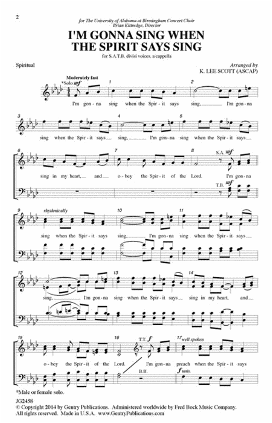 I'm Gonna Sing When the Spirit Says Sing Divisi scores gallery preview page 2