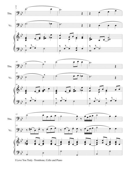 I LOVE YOU TRULY (Trio – Trombone, Cello, and Piano with Score and Parts) image number null
