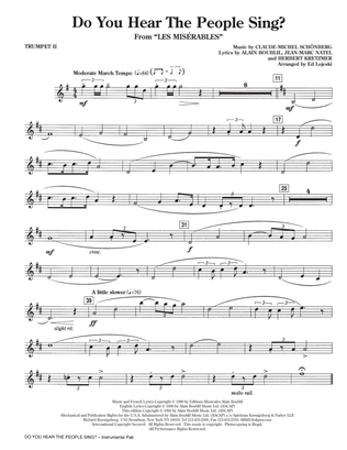 Book cover for Do You Hear The People Sing? (from Les Miserables) (arr. Ed Lojeski) - Bb Trumpet 2