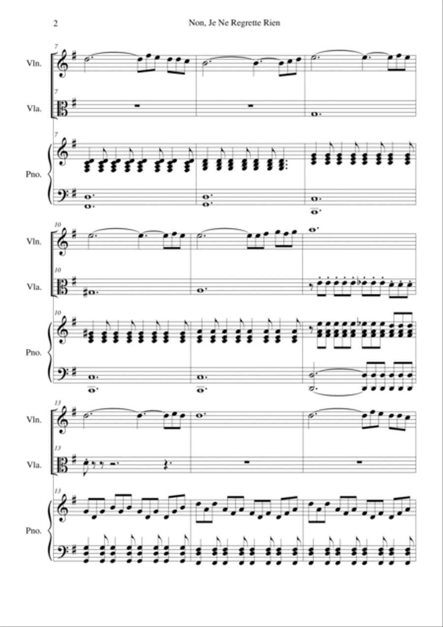 Non, Je Ne Regrette Rien Viola scores gallery preview page 2