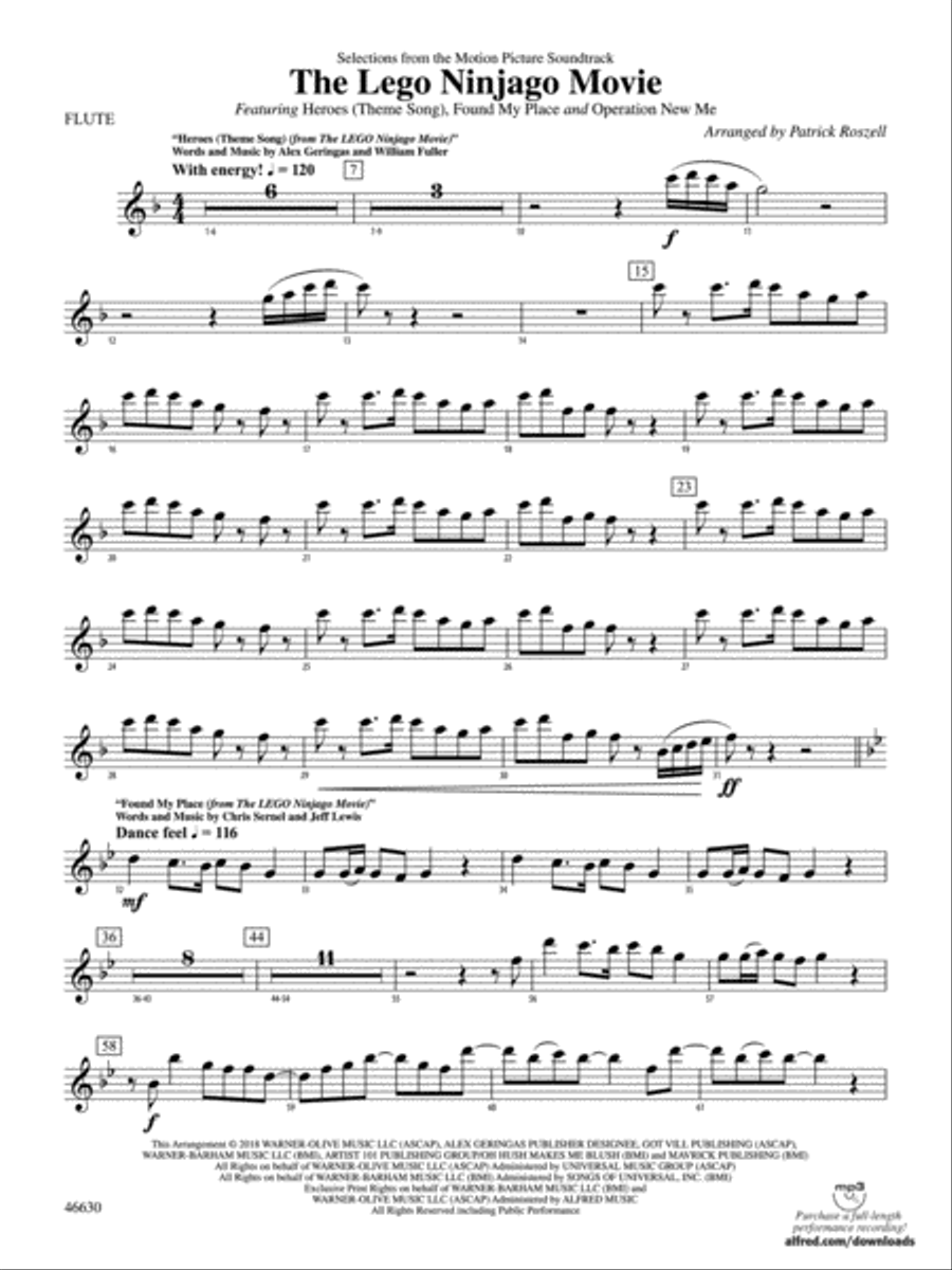 The LEGO® Ninjago® Movie™: Selections from the Motion Picture Soundtrack: Flute Concert Band scores gallery preview page 1