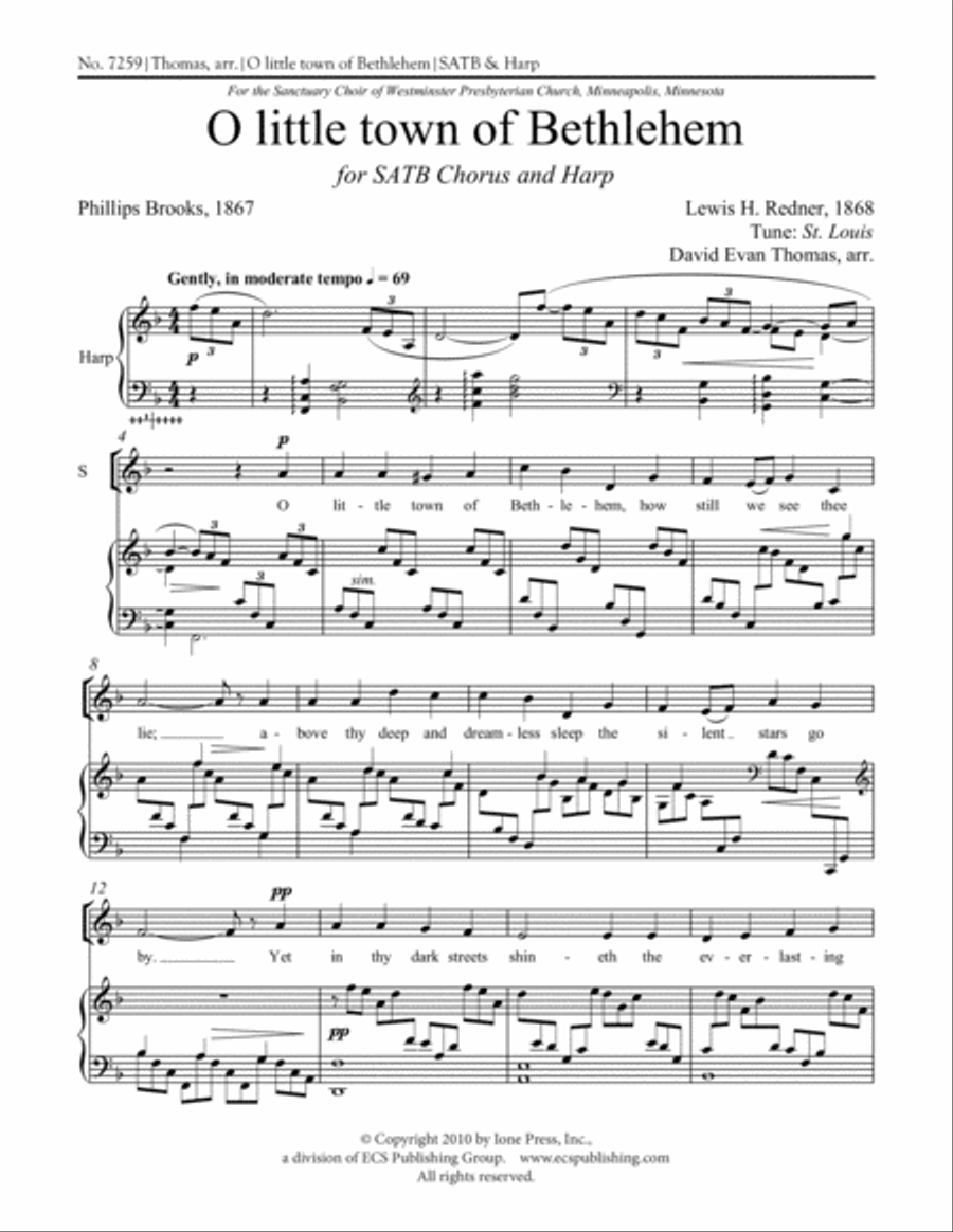 O Little Town of Bethlehem 4-Part scores gallery preview page 2