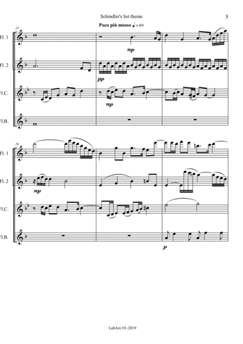 Schindler's list Theme - flute quartet image number null