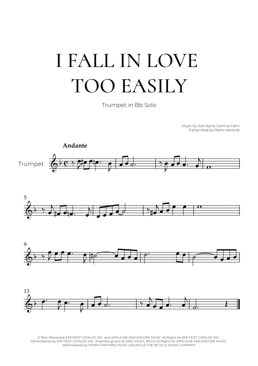 I Fall In Love Too Easily B-Flat Trumpet scores gallery preview page 1