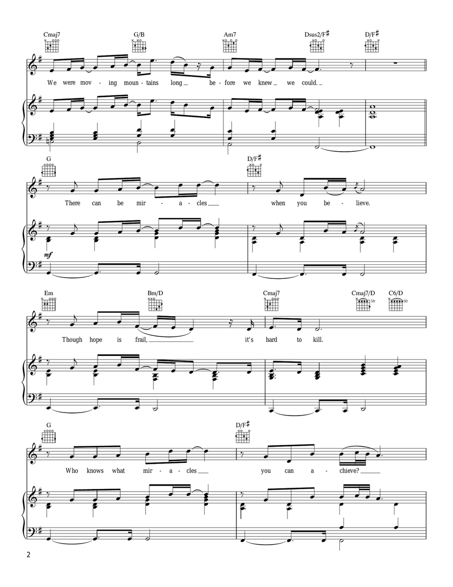 When You Believe (From The Prince Of Egypt) Piano, Vocal, Guitar scores gallery preview page 2