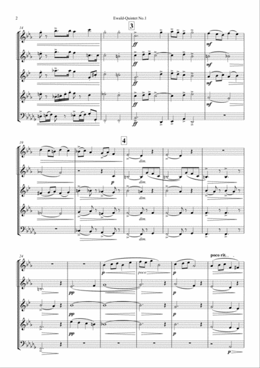 Ewald: Quintet No. 1 for Brass Instruments Brass Ensemble scores gallery preview page 4