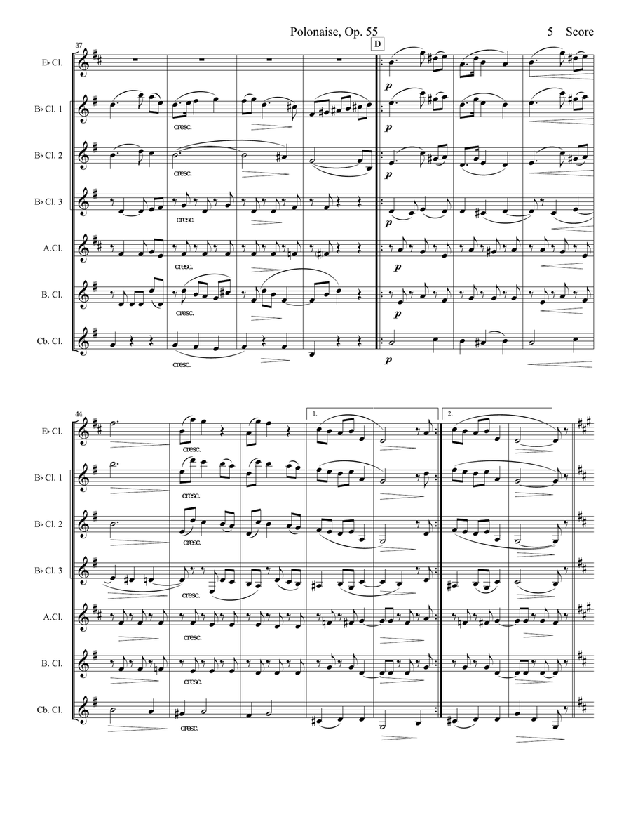 Lyadov Polonaise for Clarinet Choir Clarinet Choir scores gallery preview page 6