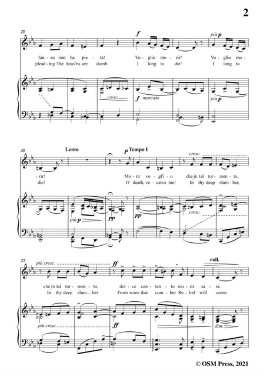 Astorga-Morir voglio,in E flat Major,for Voice and Piano Voice Solo scores gallery preview page 3