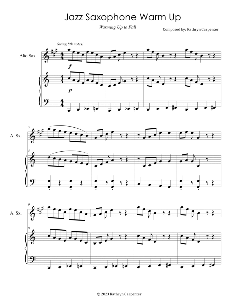 Jazz Saxophone Warm Up Alto Saxophone scores gallery preview page 1