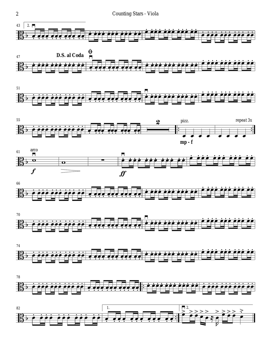 Counting Stars String Quartet scores gallery preview page 6