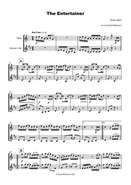 The Entertainer by Scott Joplin, Oboe and Clarinet Duet