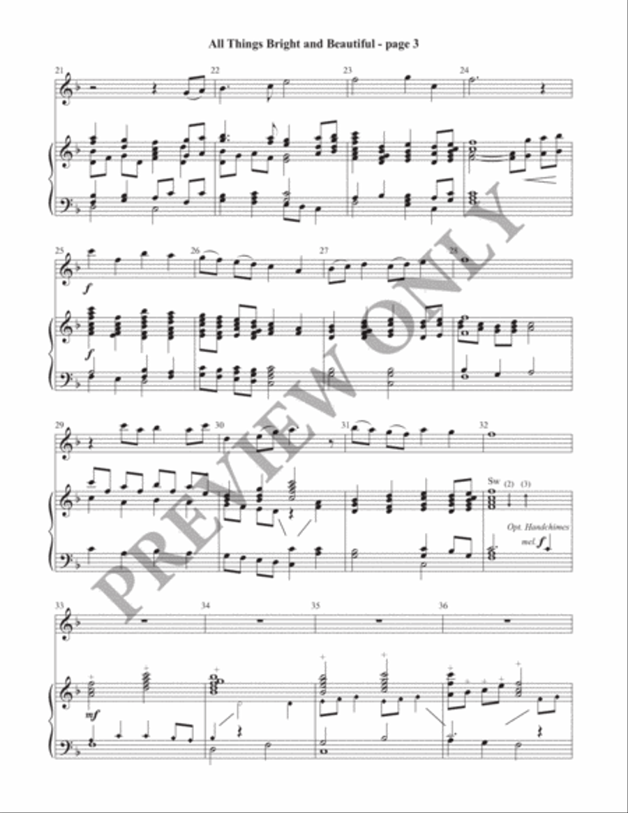 All Things Bright and Beautiful (Director's Score) Handbell Choir scores gallery preview page 4