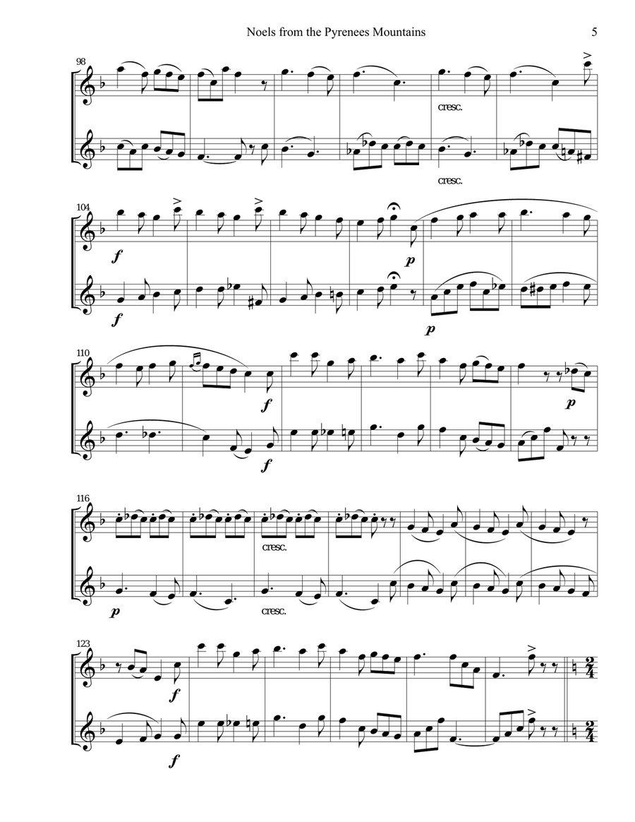 Noels from the Pyrenees Mountains - sax duet Woodwind Duet scores gallery preview page 5