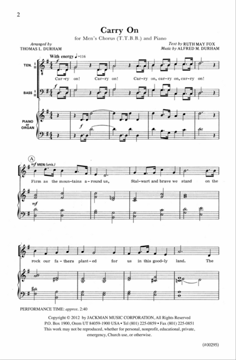 Carry On - TTBB Carry On - TTBB TTBB scores gallery preview page 2