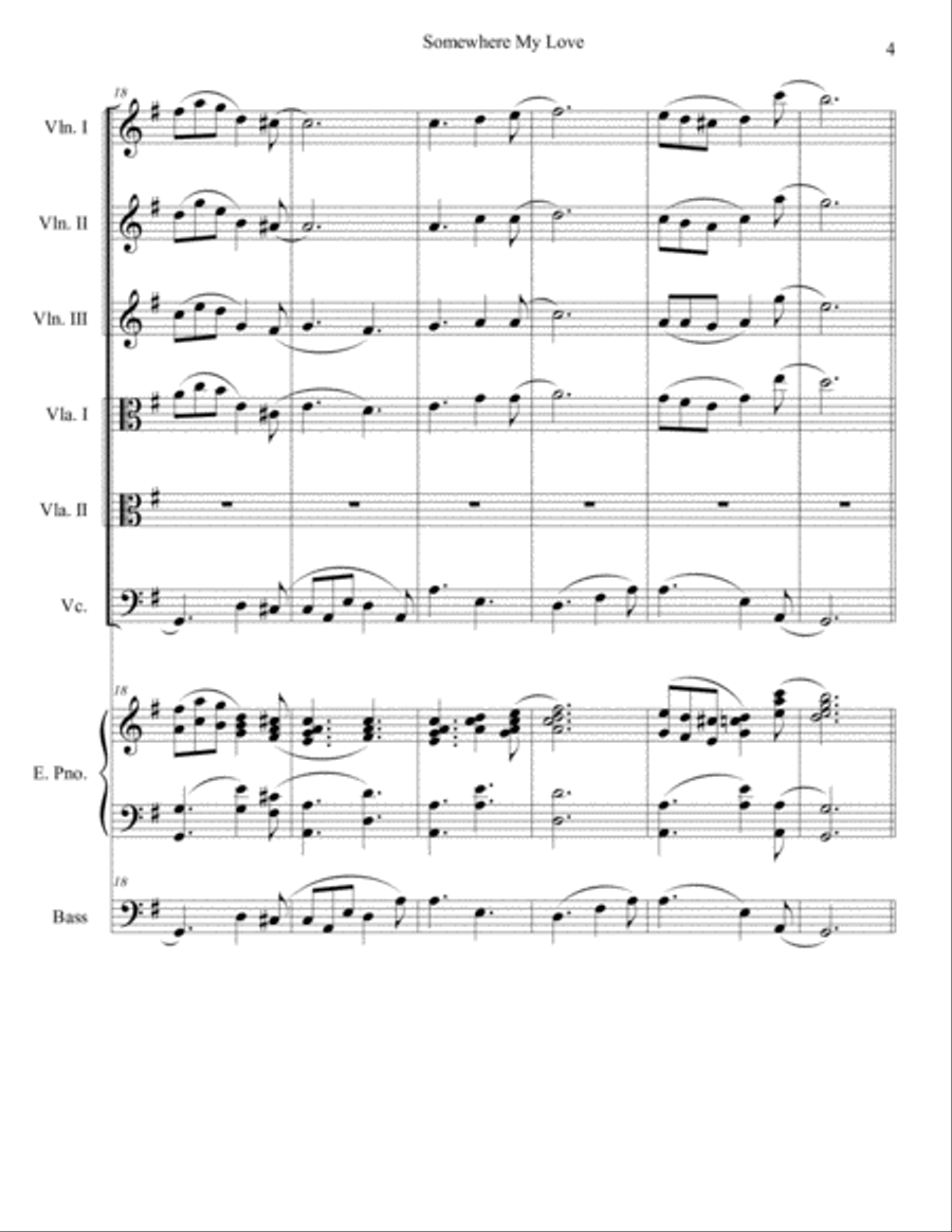 Somewhere, My Love Chamber Orchestra scores gallery preview page 4