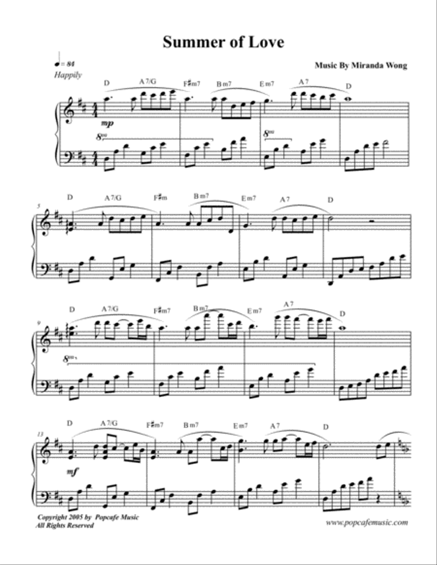 Summer of Love - Wedding Piano Music Piano Solo scores gallery preview page 2