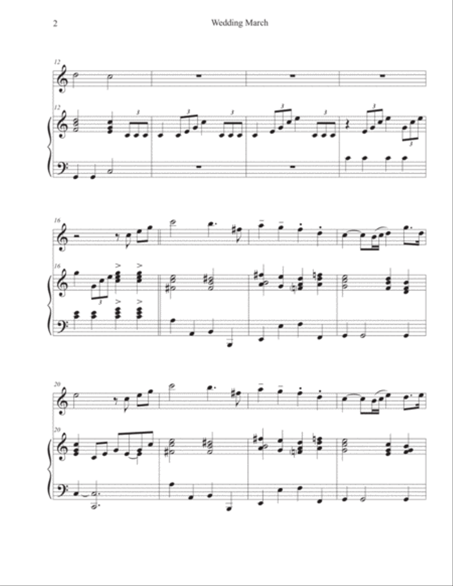 Wedding March (Flute-Piano) Flute Solo scores gallery preview page 2