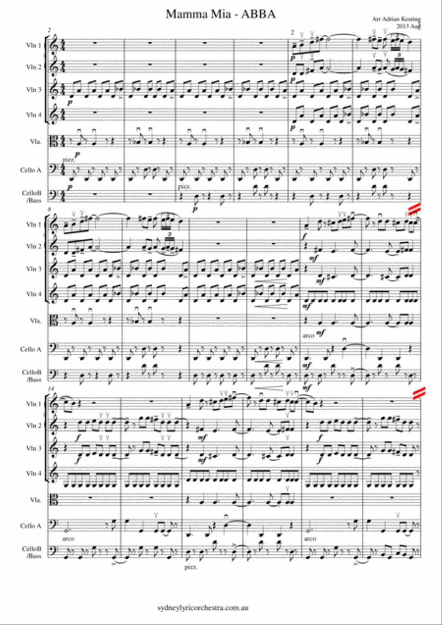 Mamma Mia String Orchestra scores gallery preview page 3