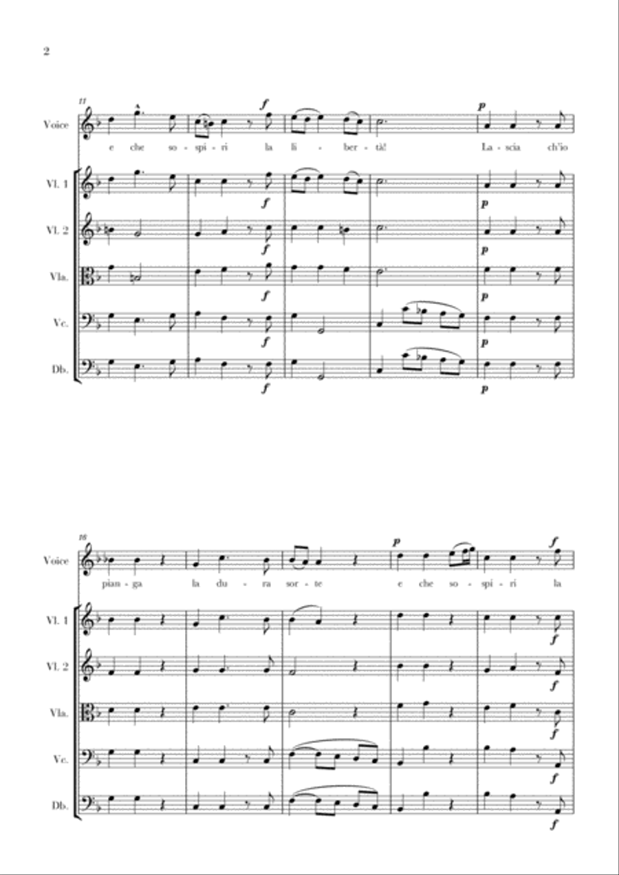 Haendel - Lascia ch’io pianga (for Soprano and String Quintet) String Quartet scores gallery preview page 2