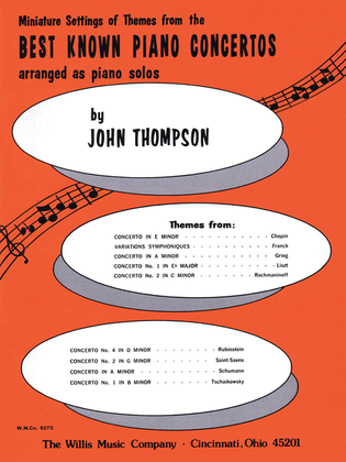 Book cover for Miniature Settings of Themes from Best-Known Piano Concertos