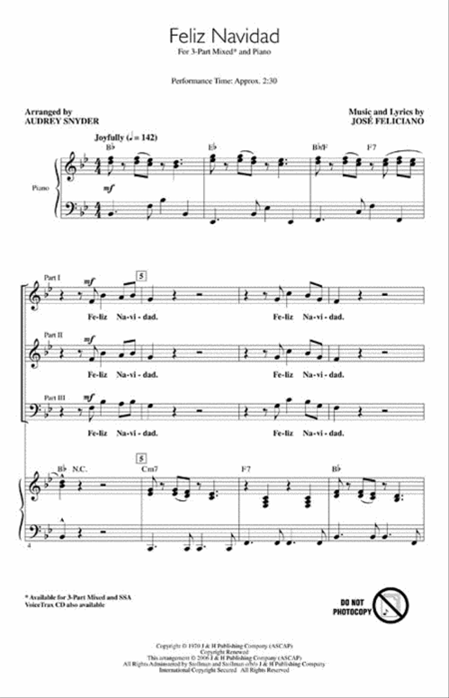 Feliz Navidad 3-Part scores gallery preview page 2