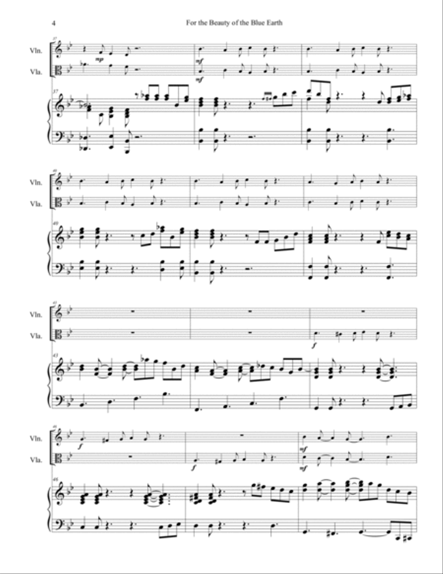 For the Beauty of the Blue Earth for piano trio or saxophones and piano Small Ensemble scores gallery preview page 4