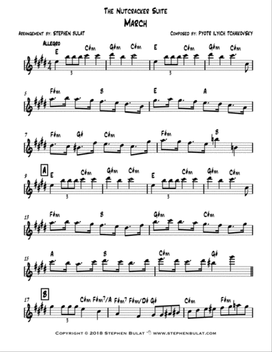 The Nutcracker Suite (Selections) - Lead sheet (melody & chords) for Eb Instruments Jazz Ensemble scores gallery preview page 4