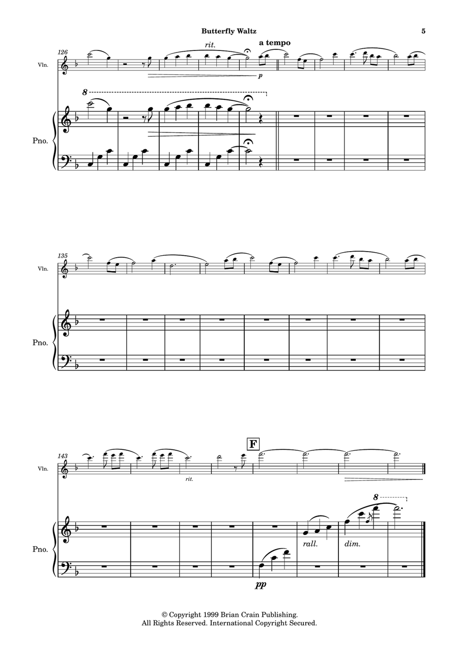 Butterfly Waltz Violin Solo scores gallery preview page 6