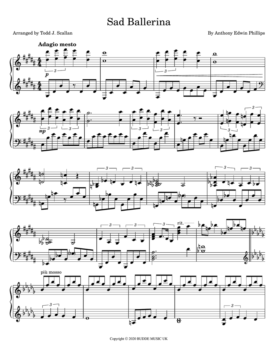 Sad Ballerina Piano Solo scores gallery preview page 1