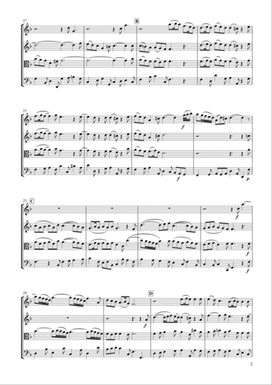 'Kind Health descends on downy wings' from 'Ode for the birthday of Queen Anne' HWV.74 for String Qu String Trio scores gallery preview page 2
